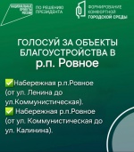 Продолжается голосование за объекты благоустройства в р.п.Ровное 